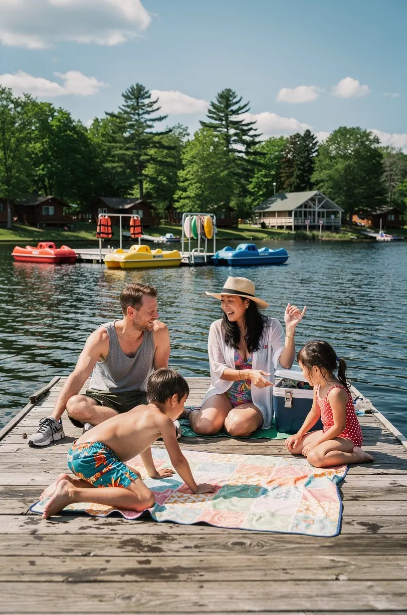 A compact car packed with family luggage parked near a kid-friendly attraction with clear signage and amenities.